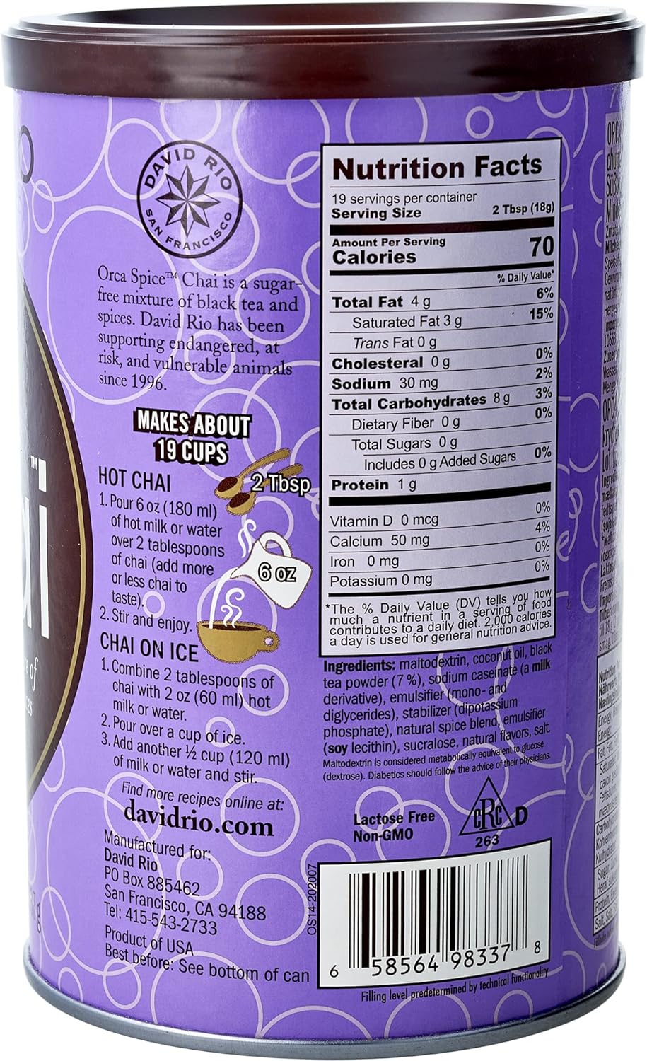 David Rio Chai Orca Spice zuckerfrei